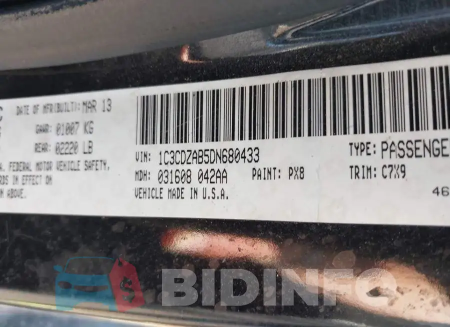 1C3CDZAB5DN680433 Photo# 9