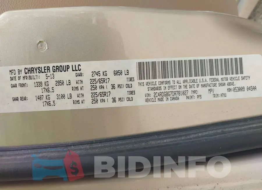 2C4RDGBG7DR781027 Photo# 9