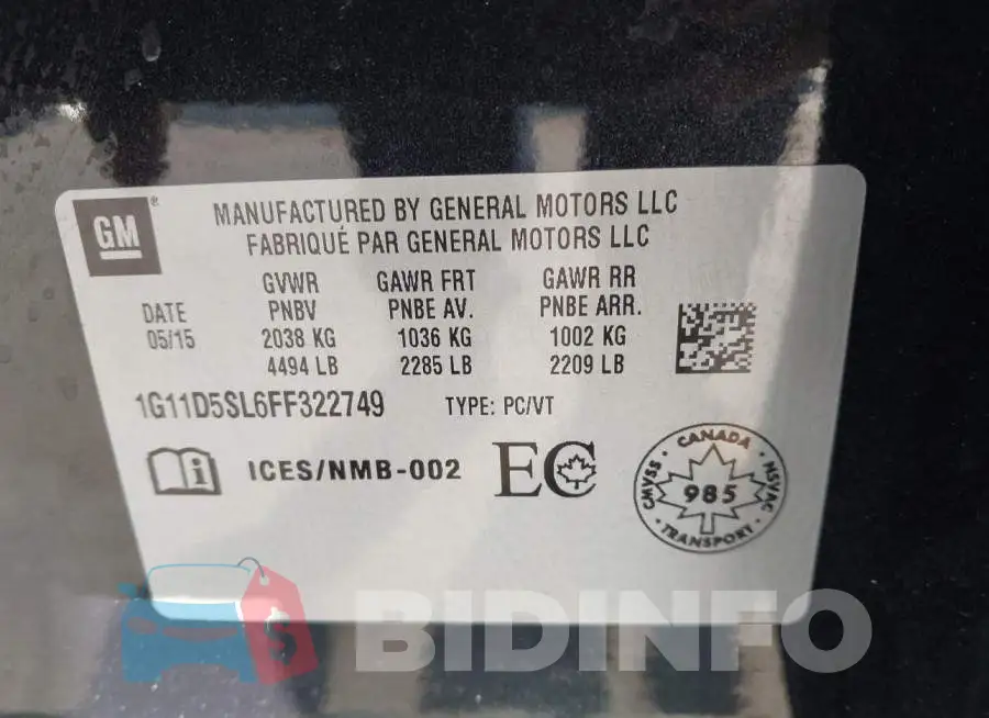 1G11D5SL6FF322749 Photo# 9