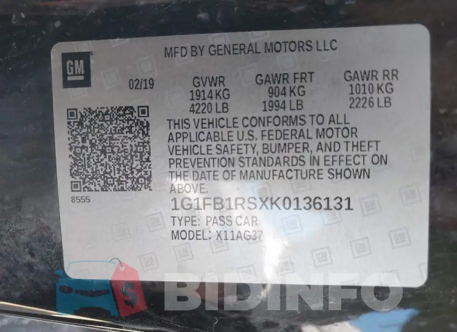 1G1FB1RSXK0136131 Photo# 9