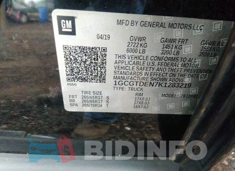 1GCGTDEN7K1283219 Photo# 9
