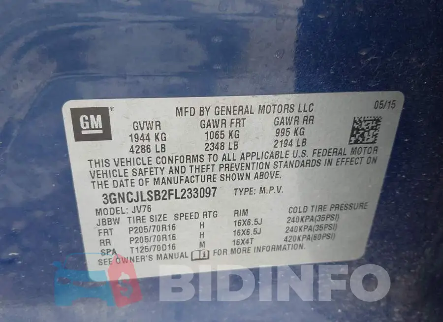 3GNCJLSB2FL233097 Photo# 9