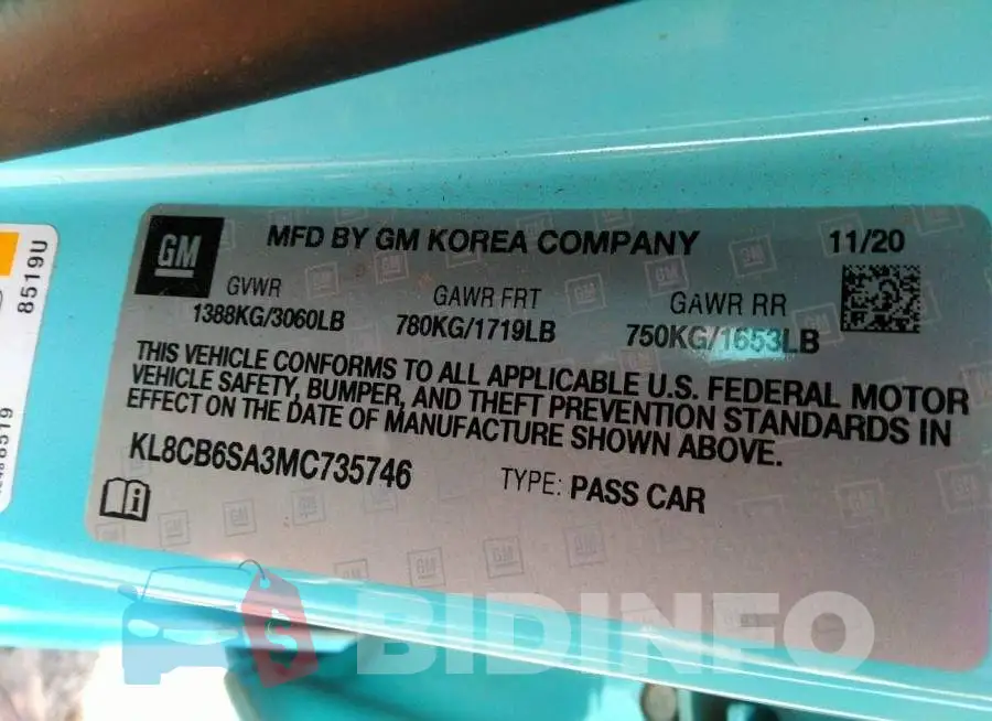 KL8CB6SA3MC735746 Photo# 9