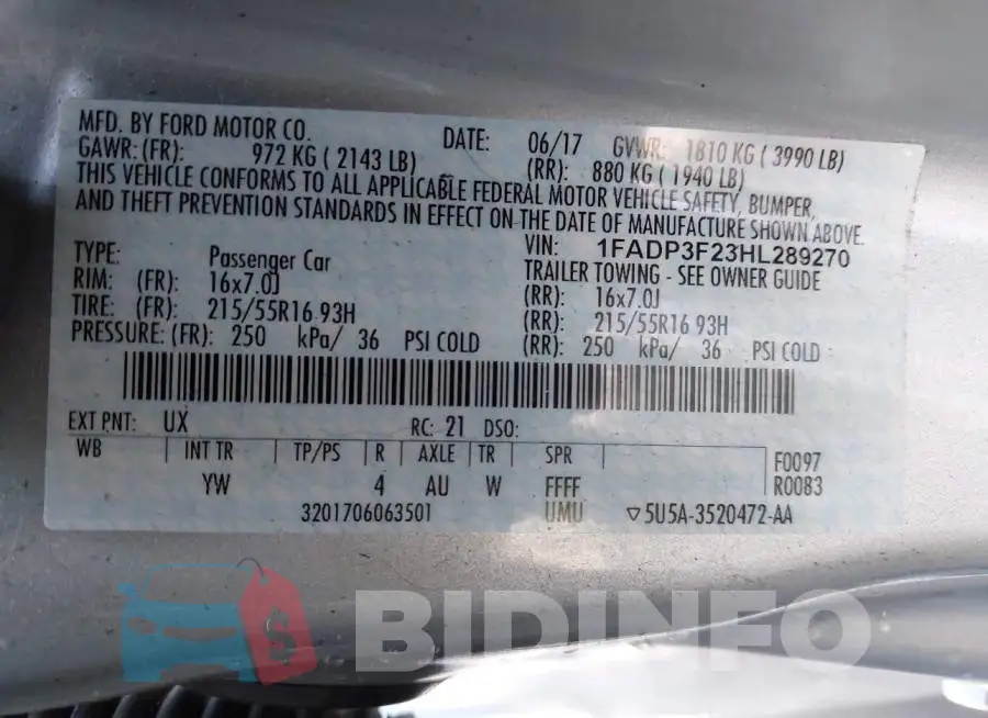 1FADP3F23HL289270 Photo# 9