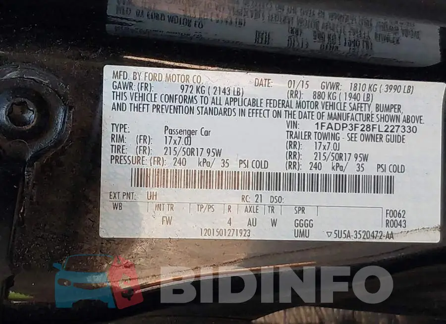 1FADP3F28FL227330 Photo# 9