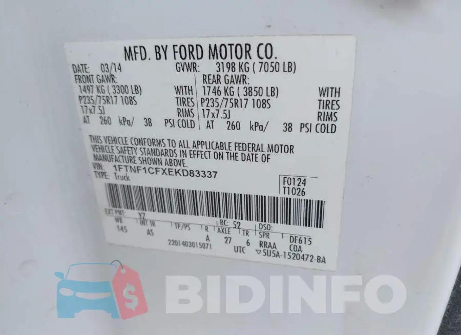 1FTNF1CFXEKD83337 Photo# 9