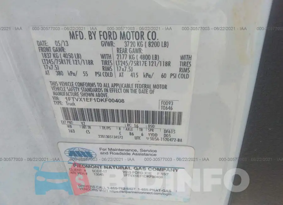 1FTVX1EF1DKF00408 Photo# 9