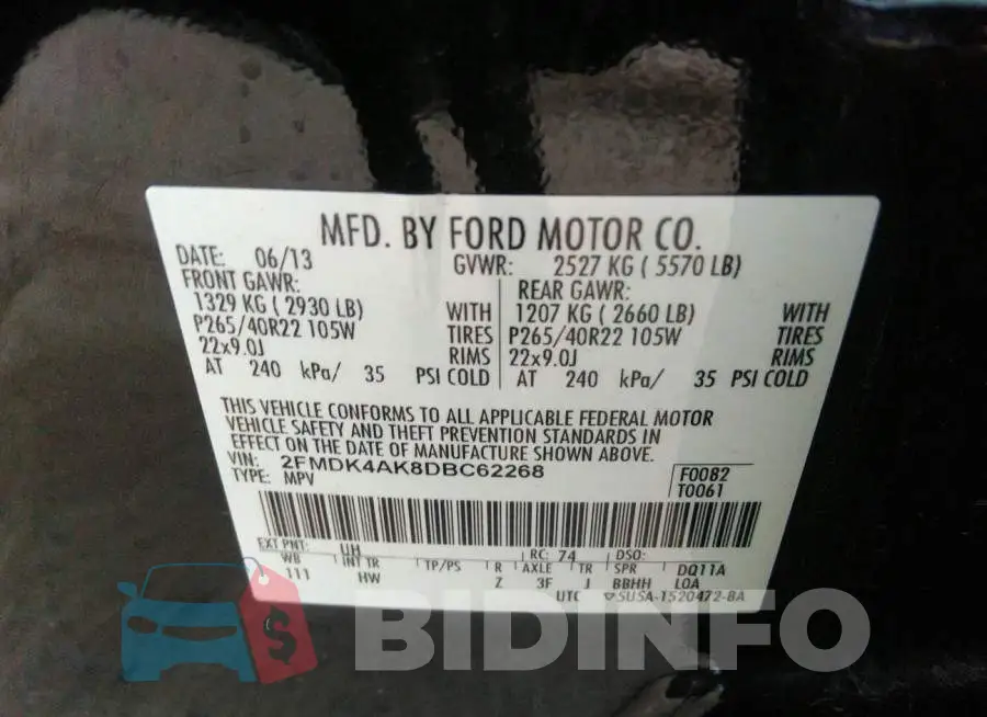 2FMDK4AK8DBC62268 Photo# 9