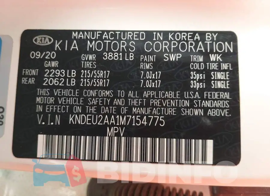 KNDEU2AA1M7154775 Photo# 9
