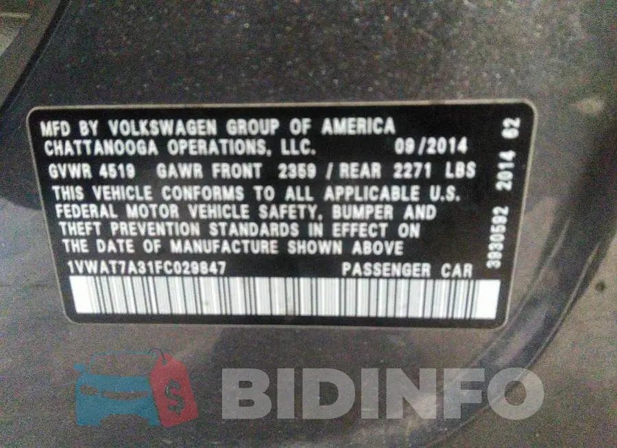 1VWAT7A31FC029847 Photo# 9