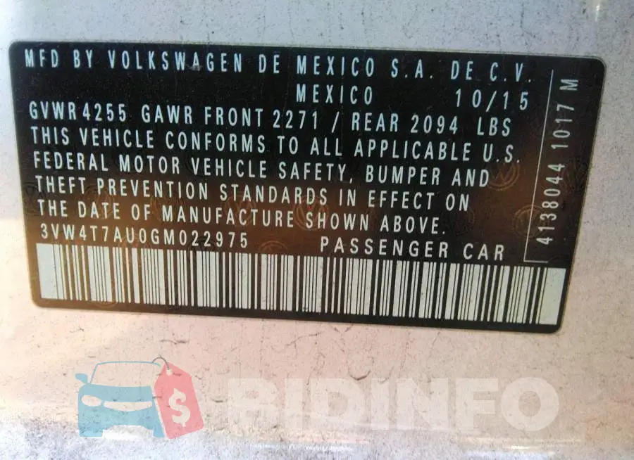 3VW4T7AU0GM022975 Photo# 9