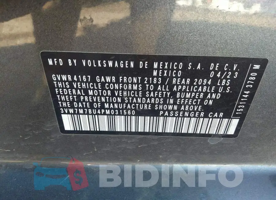 3VW7M7BU4PM031560 Photo# 9
