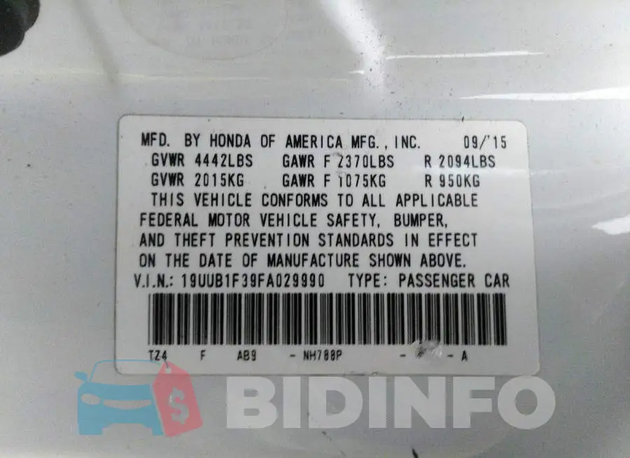 19UUB1F39FA029990 Photo# 9