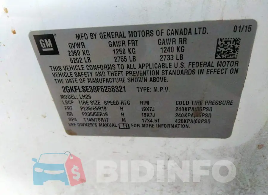 2GKFLSE38F6258321 Photo# 9