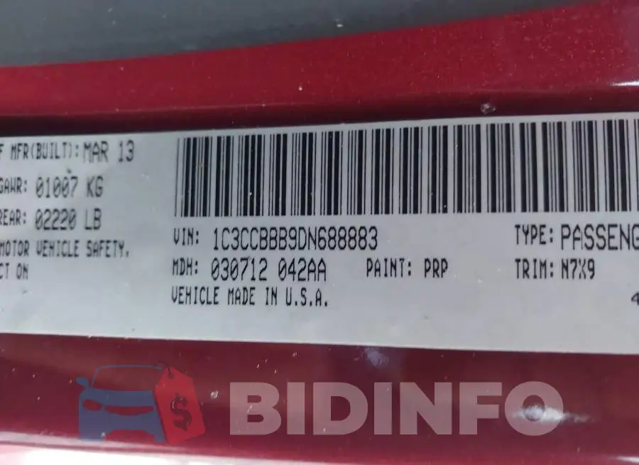 1C3CCBBB9DN688883 Photo# 9