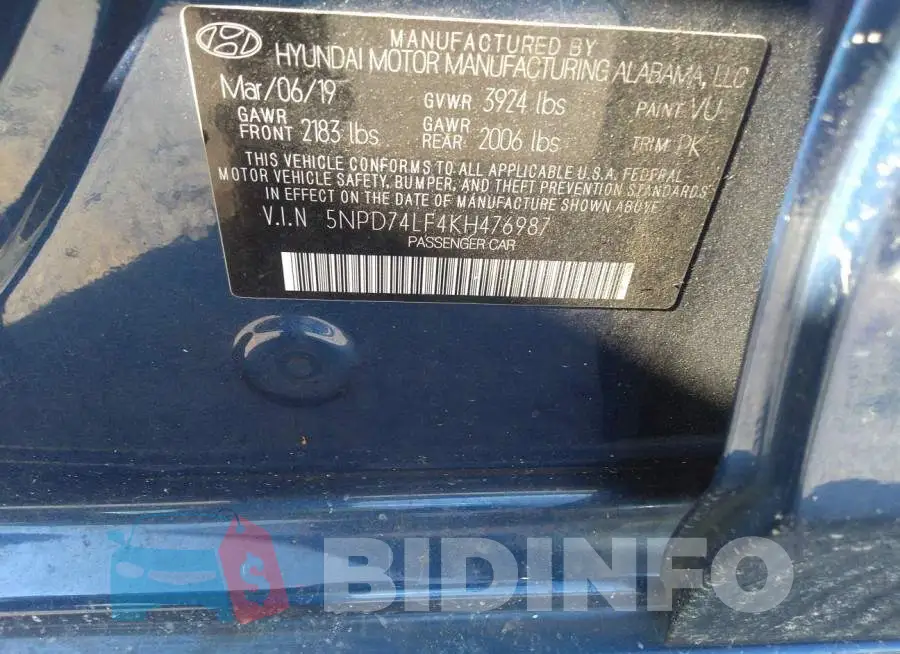 5NPD74LF4KH476987 Photo# 9