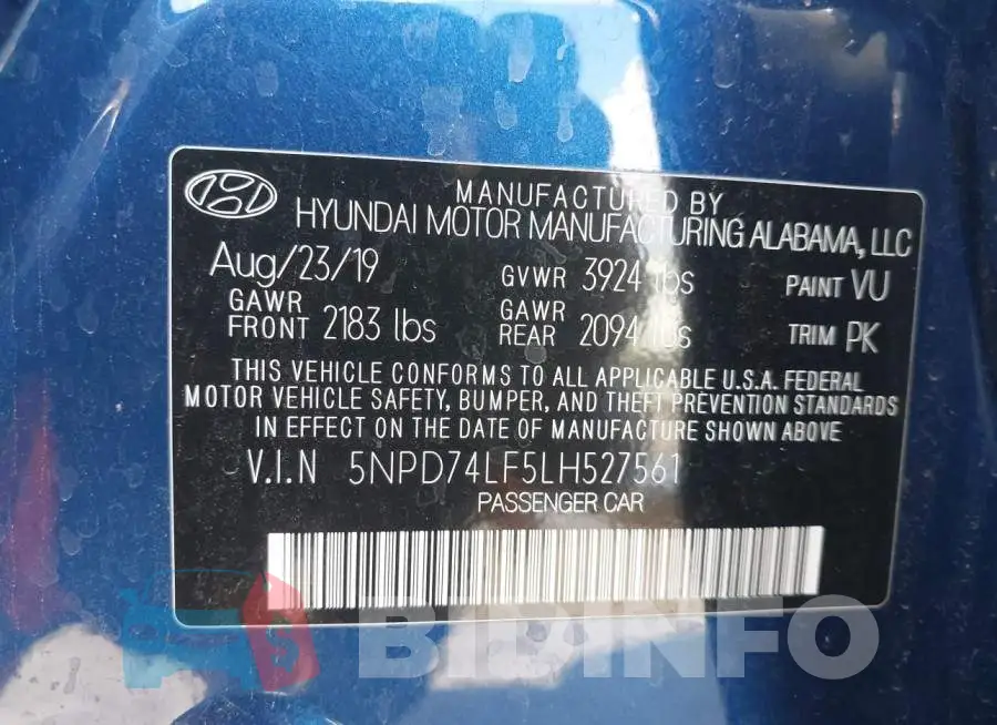 5NPD74LF5LH527561 Photo# 9
