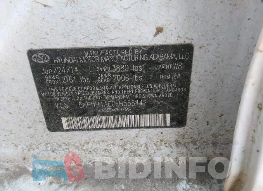 5NPDH4AE0FH555442 Photo# 9