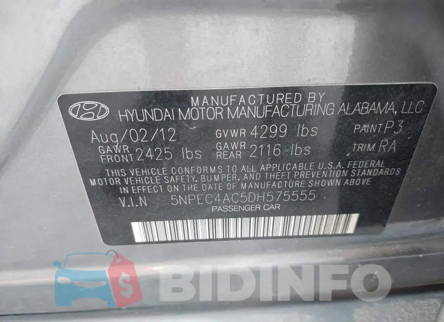 5NPEC4AC5DH575555 Photo# 9