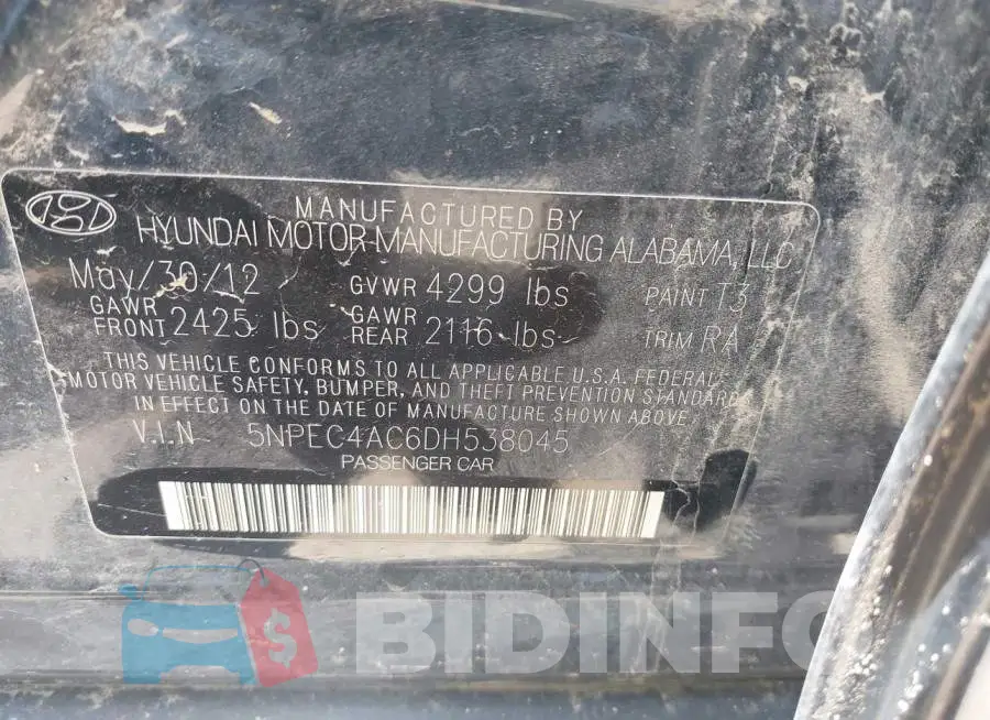 5NPEC4AC6DH538045 Photo# 9