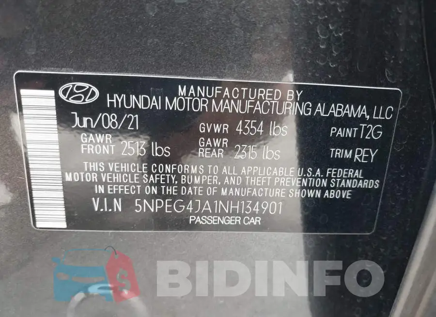 5NPEG4JA1NH134901 Photo# 9