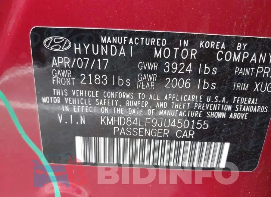 KMHD84LF9JU450155 Photo# 9