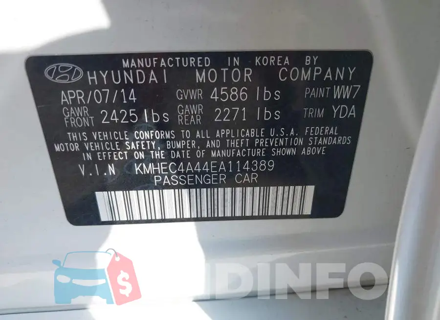 KMHEC4A44EA114389 Photo# 9