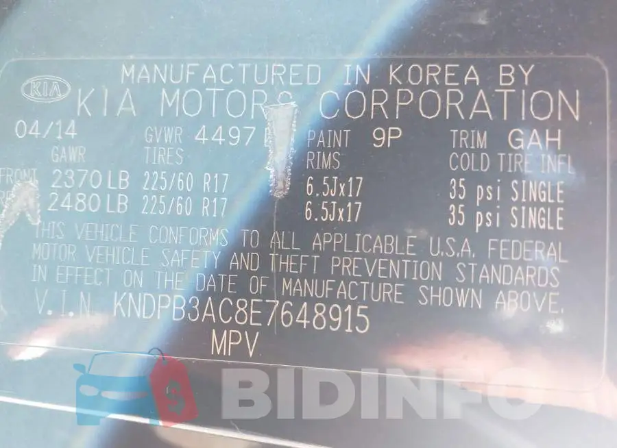 KNDPB3AC8E7648915 Photo# 9