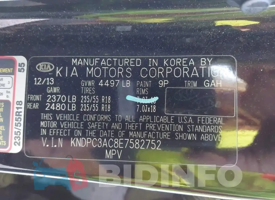 KNDPC3AC8E7582752 Photo# 9