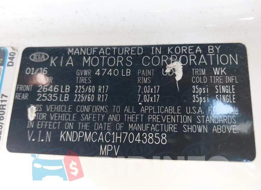 KNDPMCAC1H7043858 Photo# 9