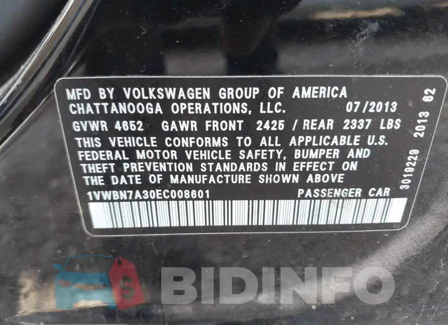 1VWBN7A30EC008601 Photo# 9