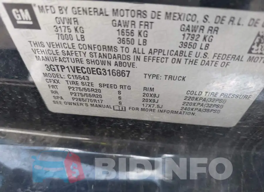 3GTP1VEC0EG316867 Photo# 9