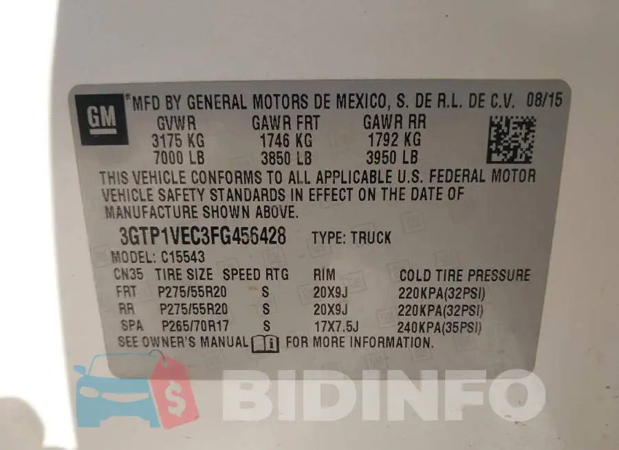 3GTP1VEC3FG456428 Photo# 9