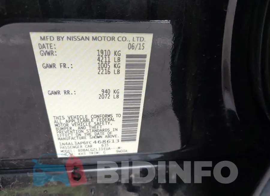 1N4AL3AP6FC468613 Photo# 9