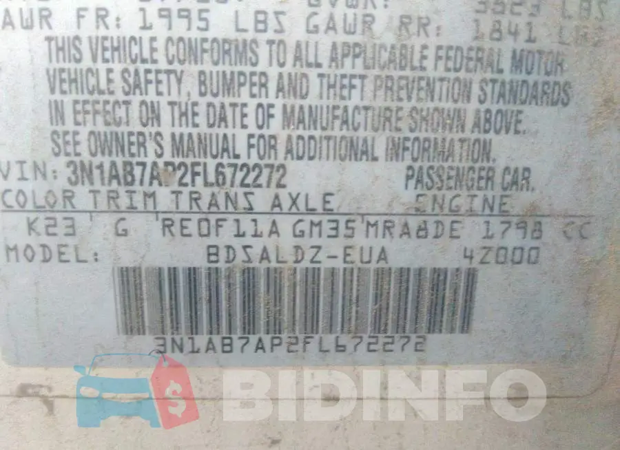 3N1AB7AP2FL672272 Photo# 9