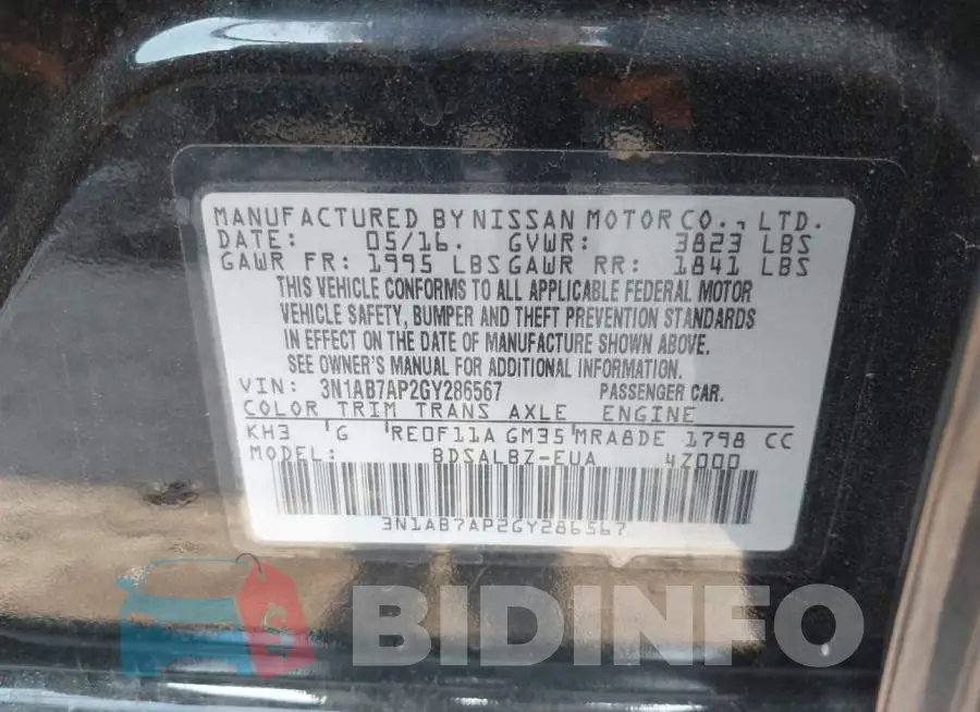 3N1AB7AP2GY286567 Photo# 9