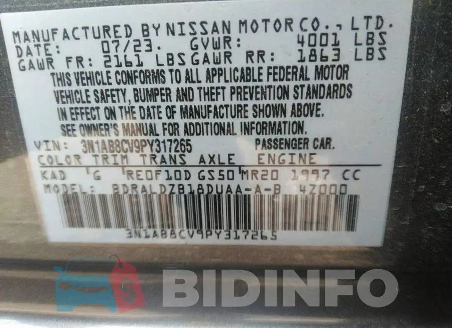 3N1AB8CV9PY317265 Photo# 9