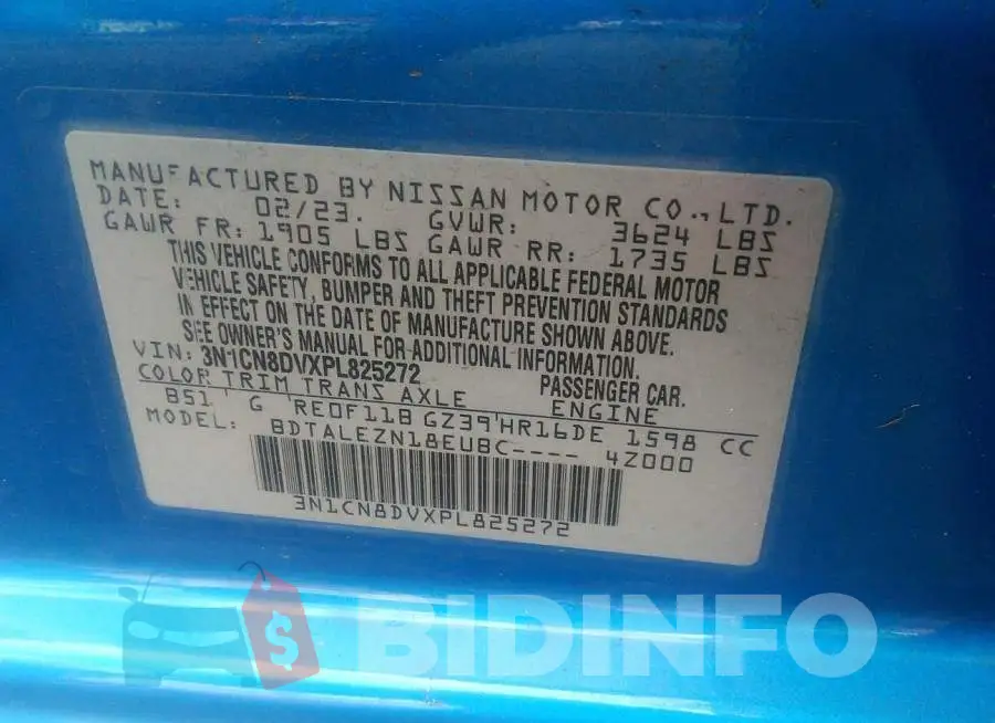 3N1CN8DVXPL825272 Photo# 9