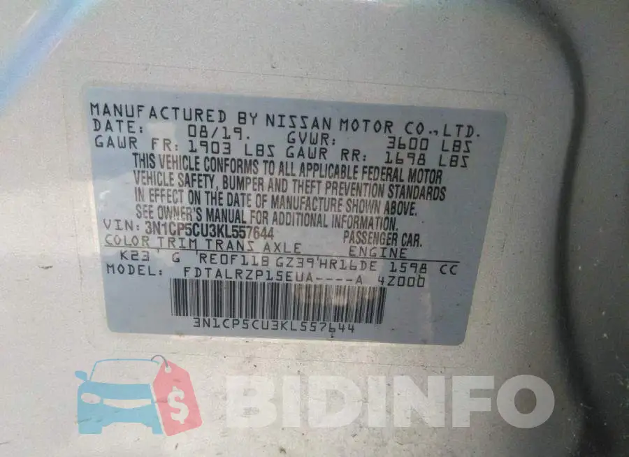 3N1CP5CU3KL557644 Photo# 9