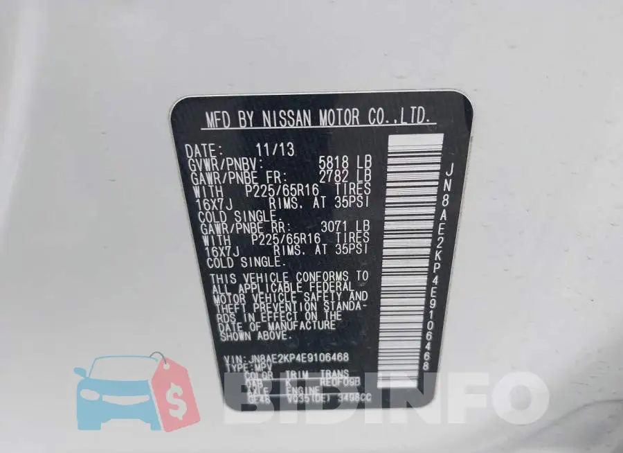 JN8AE2KP4E9106468 Photo# 9