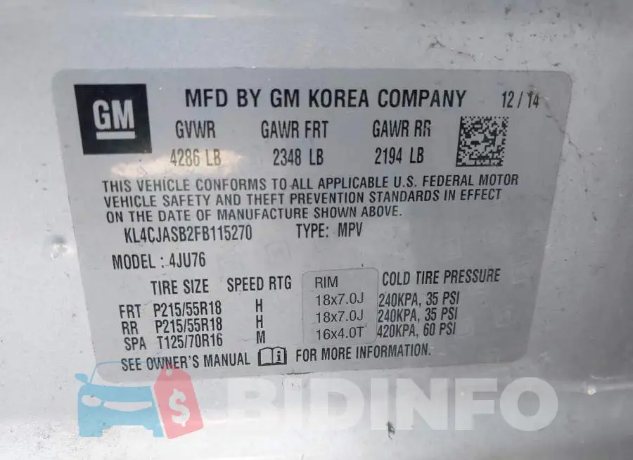 KL4CJASB2FB115270 Photo# 9