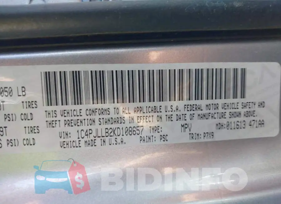 1C4PJLLB2KD108657 Photo# 9