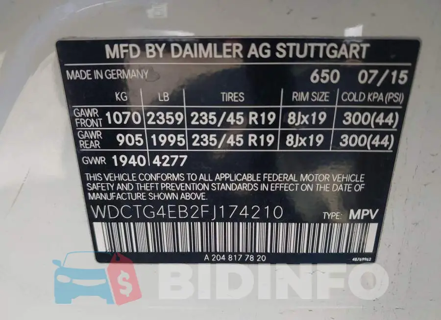 WDCTG4EB2FJ174210 Photo# 9