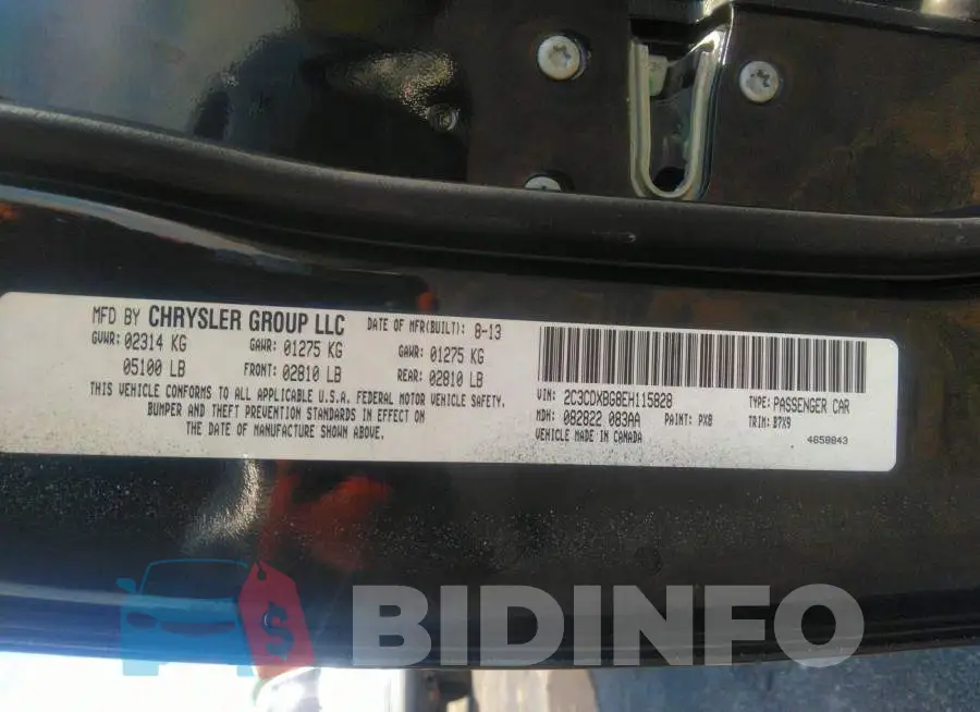 2C3CDXBG8EH115828 Photo# 9