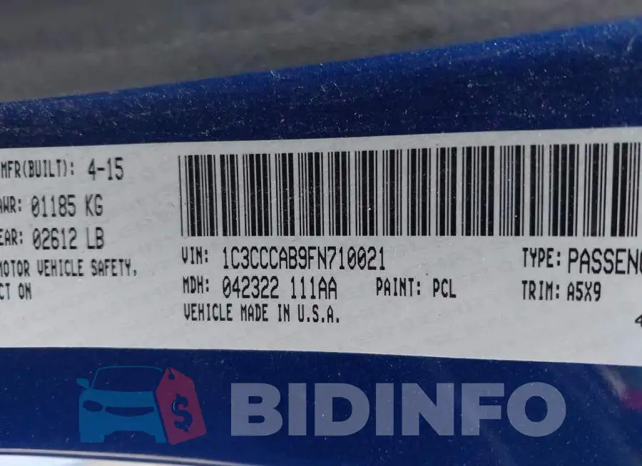 1C3CCCAB9FN710021 Photo# 9