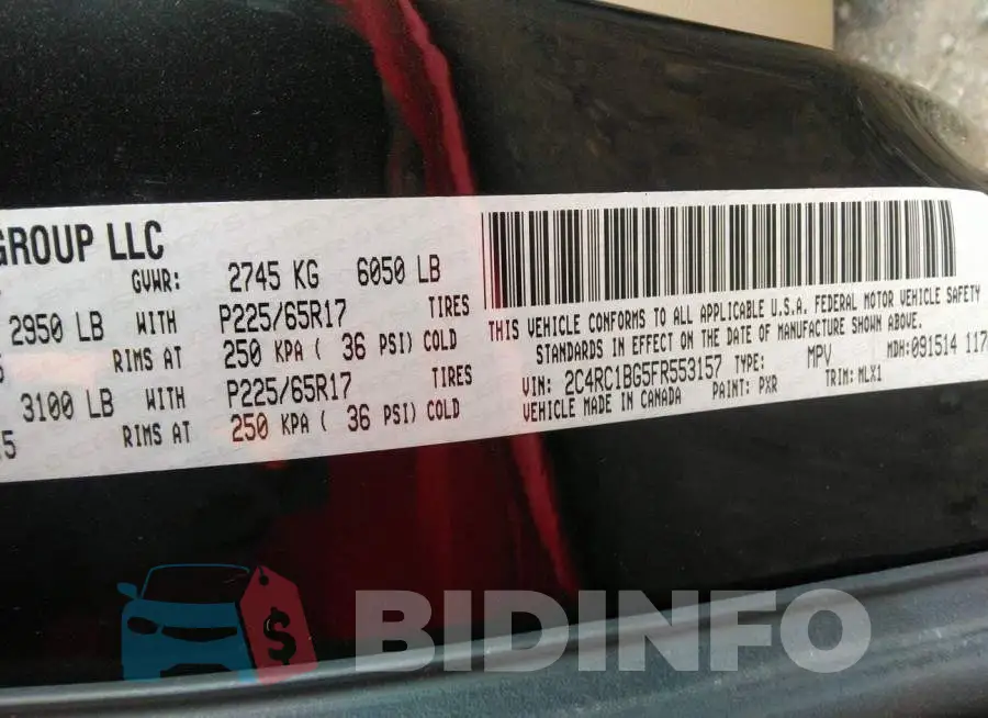 2C4RC1BG5FR553157 Photo# 9