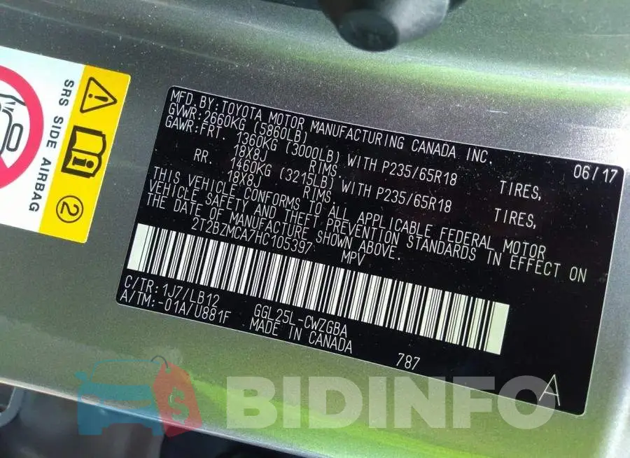 2T2BZMCA7HC105397 Photo# 9