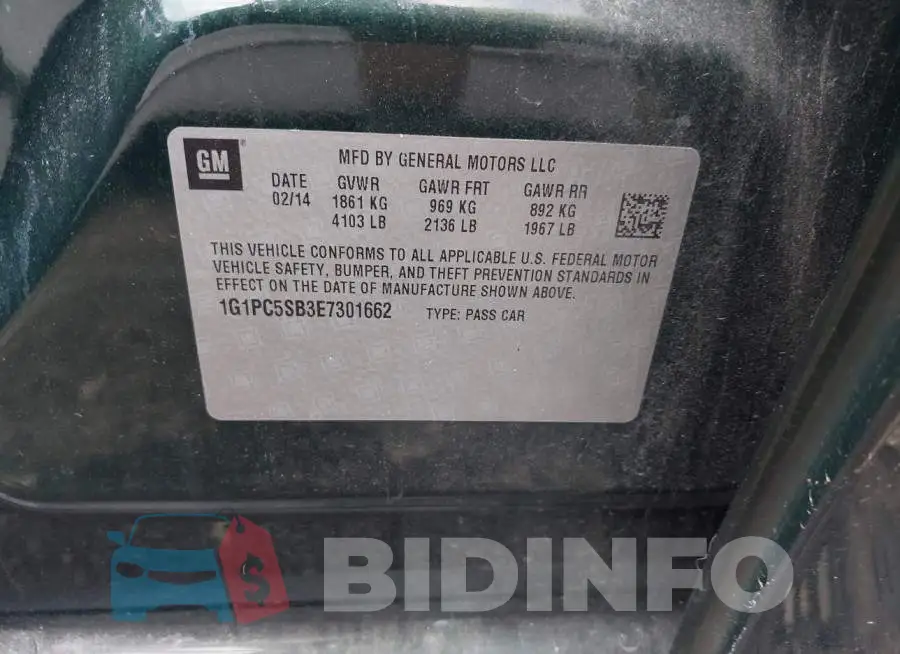 1G1PC5SB3E7301662 Photo# 9