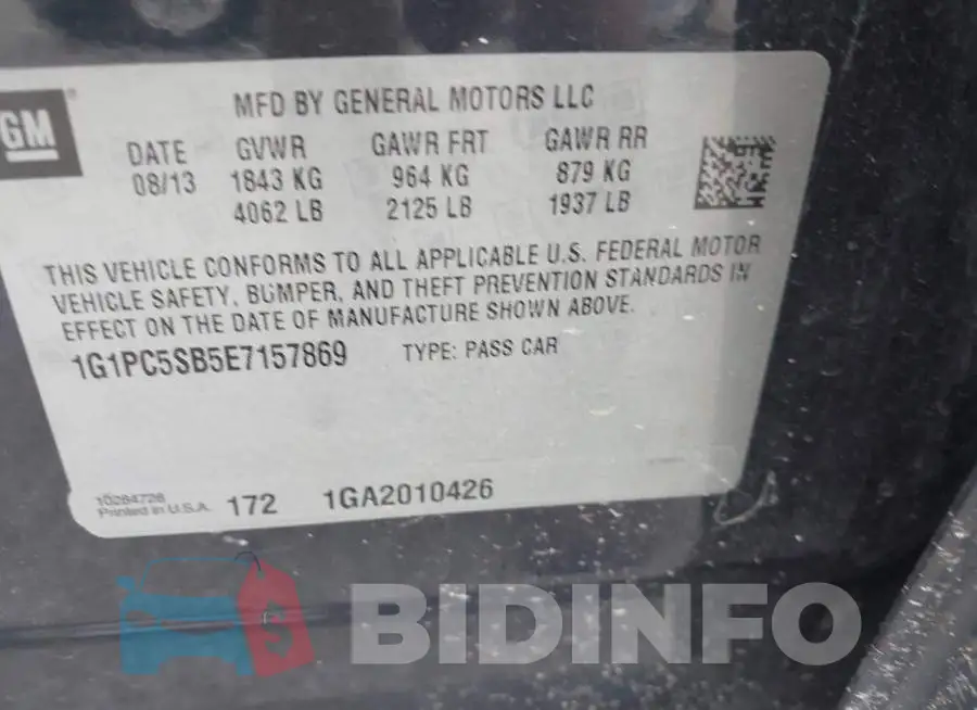 1G1PC5SB5E7157869 Photo# 9