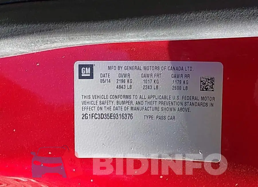 2G1FC3D35E9316376 Photo# 9